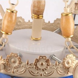 Lustre en métal intégré de style méditerranéen à 5 lumières avec abat-jour en verre