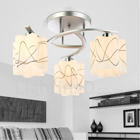 Lustre intégré contemporain moderne à 3 lumières Lustre intégré contemporain moderne à 3 lumières