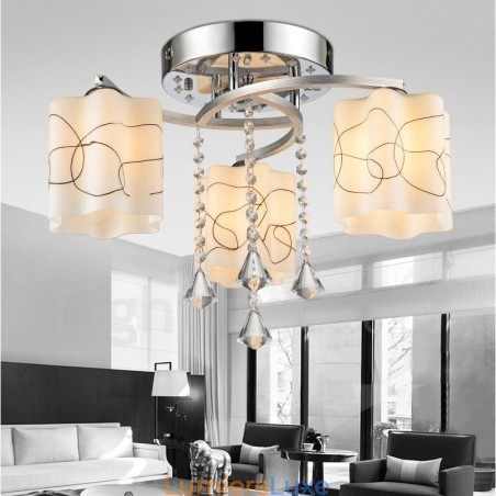 Lustre intégré contemporain moderne à 3 lumières Lustre intégré contemporain moderne à 3 lumières