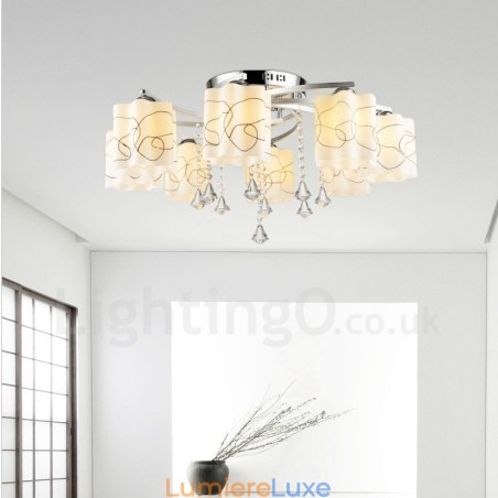 Lustre intégré contemporain moderne à 8 lumières Lustre intégré contemporain moderne à 8 lumières
