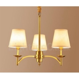 Lustre rustique à 3 lumières en métal et cuivre intégré