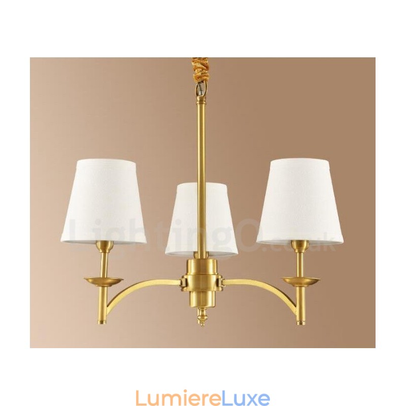 Lustre rustique à 3 lumières en métal et cuivre intégré