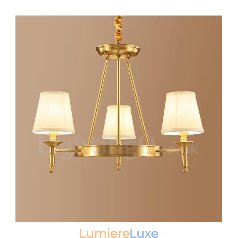 Lustre rustique à 3 lumières en métal et cuivre intégré