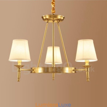Lustre rustique à 3 lumières en métal et cuivre intégré Lustre rustique à 3 lumières en métal et cuivre intégré