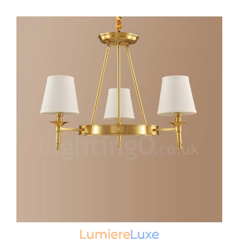 Lustre rustique à 3 lumières en métal et cuivre intégré