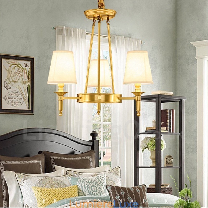 Lustre rustique à 3 lumières en métal et cuivre intégré