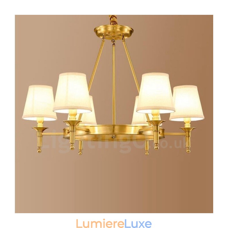 Lustre en métal intégré à 6 lumières de style rustique