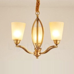 Lustre rustique à 3 lumières en métal et cuivre intégré