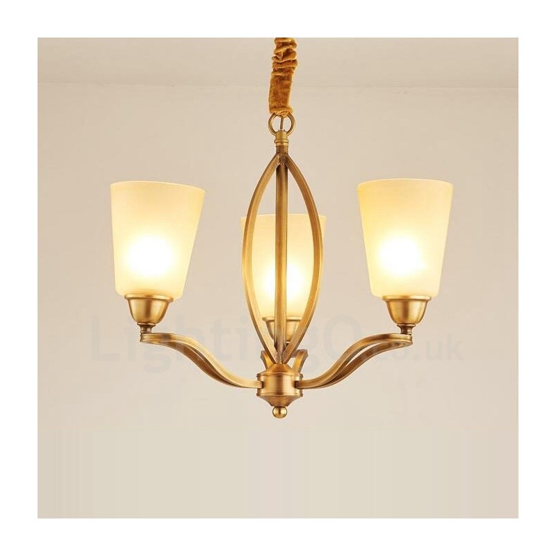 Lustre rustique à 3 lumières en métal et cuivre intégré