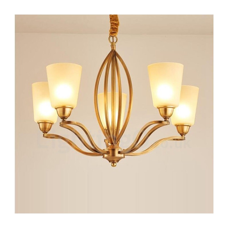 Lustre en métal intégré à 5 lumières de style rustique