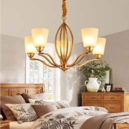 Lustre en métal intégré à 5 lumières de style rustique
