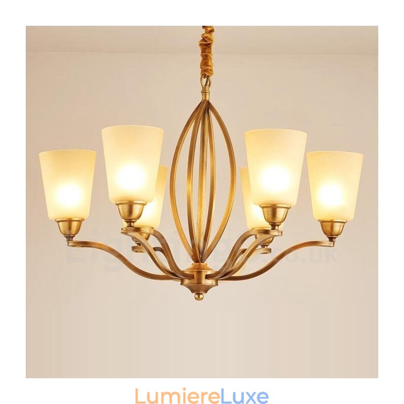 Lustre en métal intégré à 6 lumières de style rustique