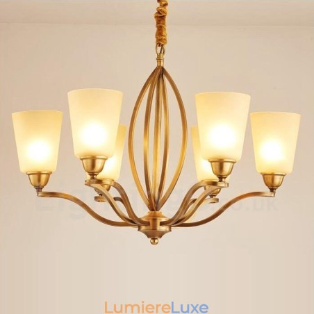 Lustre en métal intégré à 6 lumières de style rustique Lustre en métal intégré à 6 lumières de style rustique