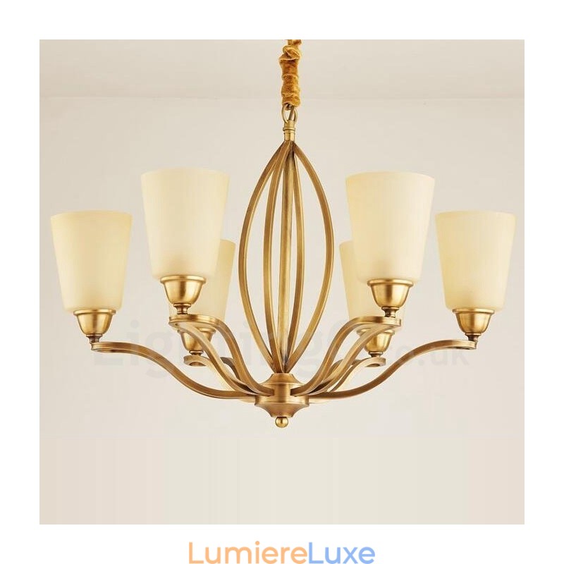 Lustre en métal intégré à 6 lumières de style rustique