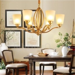 Lustre en métal intégré à 6 lumières de style rustique