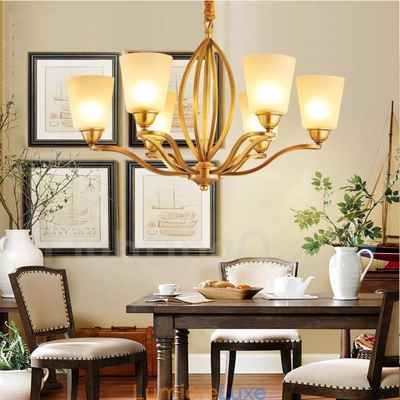 Lustre en métal intégré à 6 lumières de style rustique