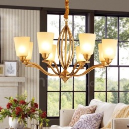 Lustre en métal intégré à 8 lumières de style rustique