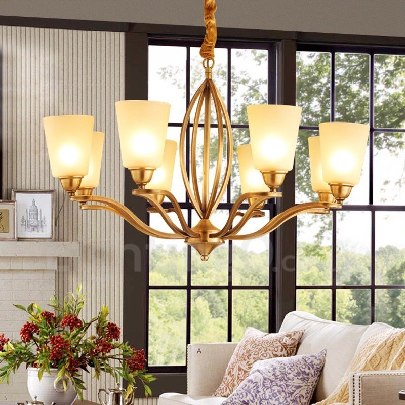 Lustre en métal intégré à 8 lumières de style rustique