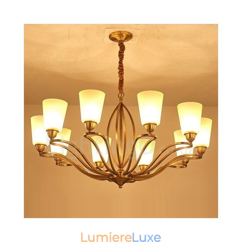 Lustre rustique en métal intégré à 10 lumières