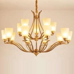 Lustre en métal intégré à 15 lumières de style rustique