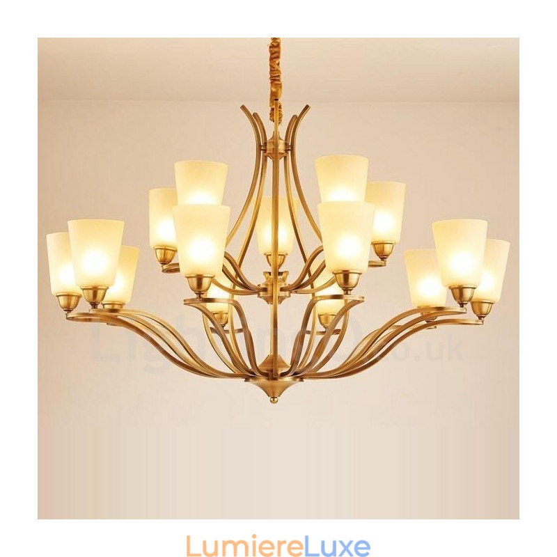 Lustre en métal intégré à 15 lumières de style rustique