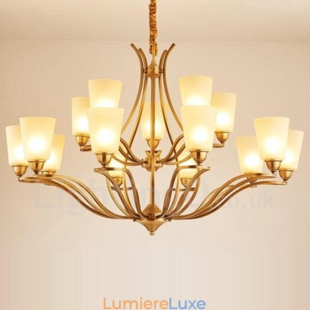 Lustre en métal intégré à 15 lumières de style rustique Lustre en métal intégré à 15 lumières de style rustique