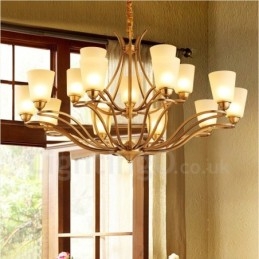 Lustre en métal intégré à 15 lumières de style rustique