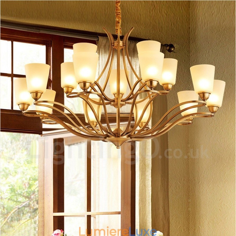 Lustre en métal intégré à 15 lumières de style rustique