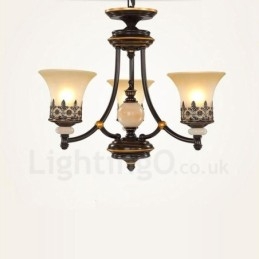 Lustre classique traditionnel en métal intégré à 3 lumières