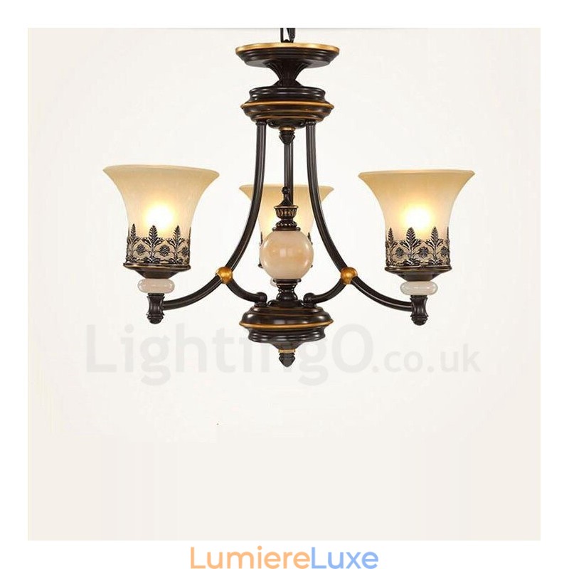 Lustre classique traditionnel en métal intégré à 3 lumières