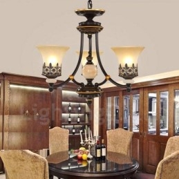 Lustre classique traditionnel en métal intégré à 3 lumières