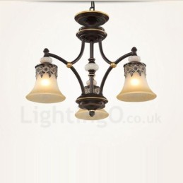Lustre classique traditionnel en métal intégré à 3 lumières