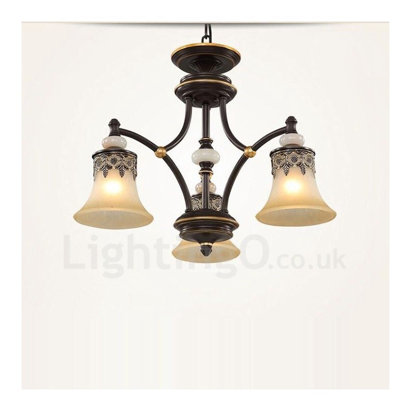 Lustre classique traditionnel en métal intégré à 3 lumières