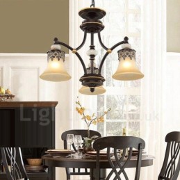 Lustre classique traditionnel en métal intégré à 3 lumières