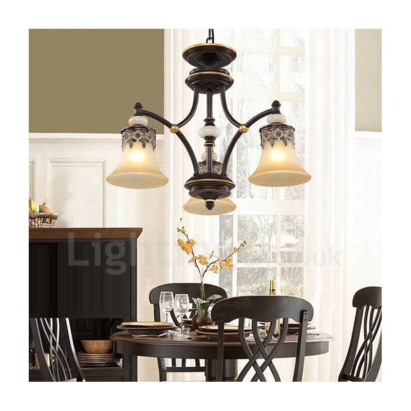 Lustre classique traditionnel en métal intégré à 3 lumières