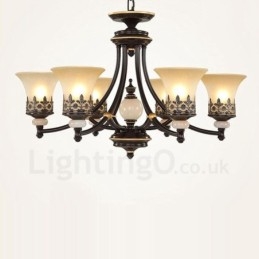 Lustre classique traditionnel en métal intégré à 6 lumières