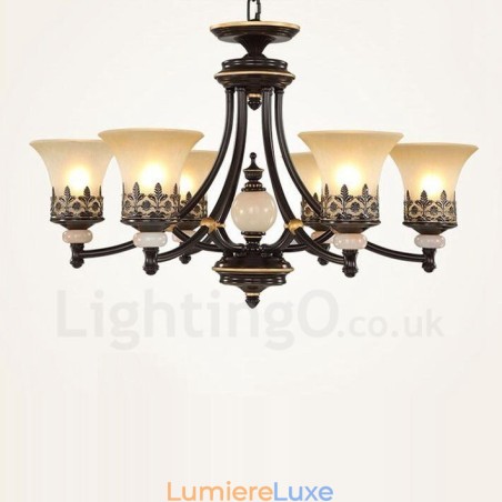 Lustre classique traditionnel en métal intégré à 6 lumières Lustre classique traditionnel en métal intégré à 6 lumières