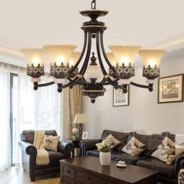 Lustre classique traditionnel en métal intégré à 6 lumières