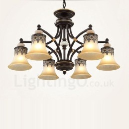 Lustre classique traditionnel en métal intégré à 6 lumières