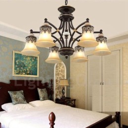 Lustre classique traditionnel en métal intégré à 6 lumières