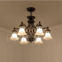 Lustre classique traditionnel en métal intégré à 6 lumières