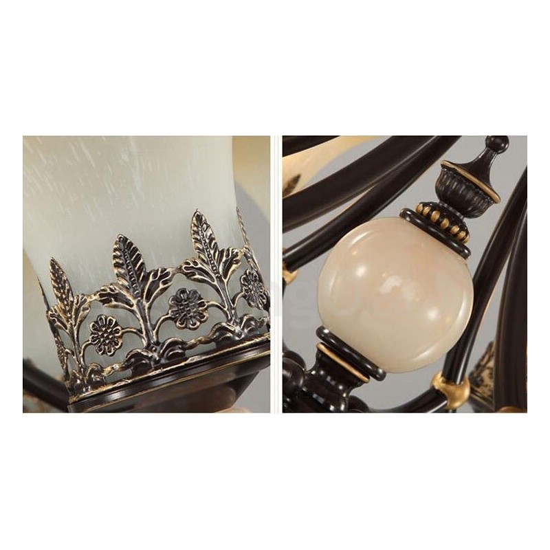 Lustre classique traditionnel en métal intégré à 6 lumières