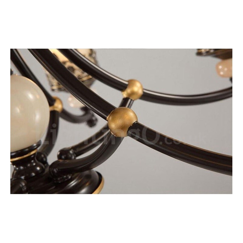 Lustre classique traditionnel en métal intégré à 6 lumières