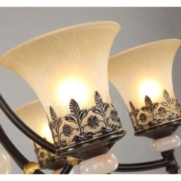 Lustre classique traditionnel en métal intégré à 6 lumières