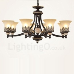 Lustre classique traditionnel en métal intégré à 8 lumières