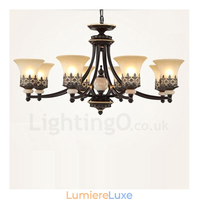 Lustre classique traditionnel en métal intégré à 8 lumières