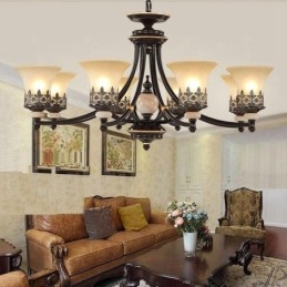 Lustre classique traditionnel en métal intégré à 8 lumières