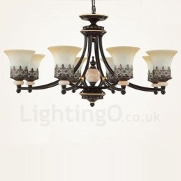 Lustre classique traditionnel en métal intégré à 8 lumières