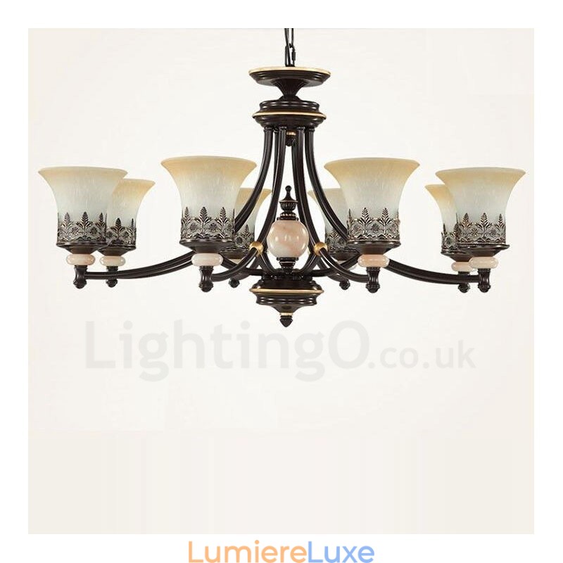 Lustre classique traditionnel en métal intégré à 8 lumières
