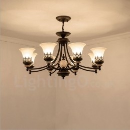 Lustre classique traditionnel en métal intégré à 8 lumières